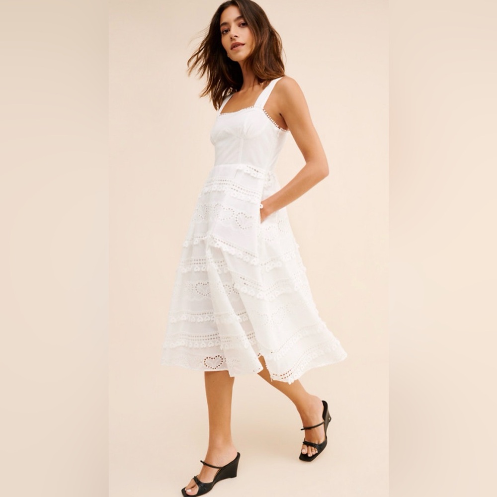 English Factory White Tiered Midi Dress